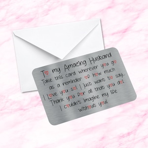 Billetera de metal con forma de tarjeta de recuerdo sentimental para mi increíble esposo, cita, regalo para prometido, esposo, esposa, novio, novia