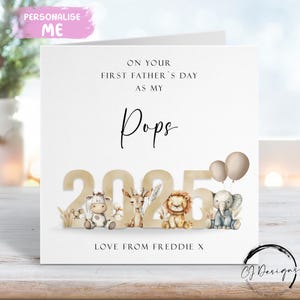 Thème animalier neutre personnalisé Première fête des pères As My Pops avec nom