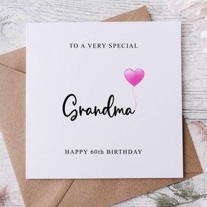 Carte d'anniversaire personnalisée pour grand-mère, membre de la famille spécial, joyeux anniversaire, carte d'âge pour lui 50e, 60e, 70e, 80e, tout âge, moyen ou grand