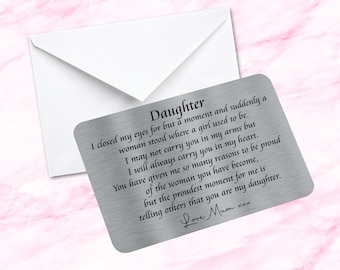 Personalised Daughter Quote Sentimental Keepsake Metal Wallet Card I Love you Gift From Mum & Dad I Closed My Eyes