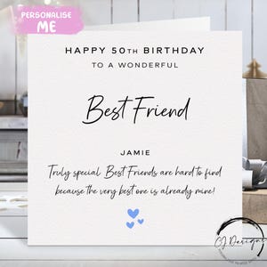 Carte d'anniversaire personnalisée meilleur ami, vraiment spéciale - coeurs bleus N'IMPORTE QUELLE MENTION/ÂGE 18e 19e 21e 25e 30e 40e 50e 60e 65e 70e 80e