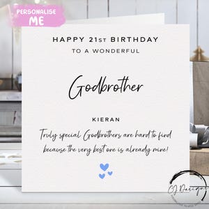 Carte d'anniversaire personnalisée frère parrain, vraiment spéciale - coeurs bleus n'importe quel mot/âge 18e 21e 25e 30e 40e 50e 60e 65e 70e 75e 80e