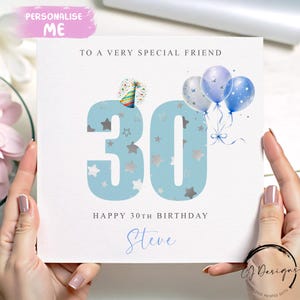 Carte d'anniversaire personnalisée avec un ami, numéros d'âge bleus N'IMPORTE QUELLE MENTION /ÂGE/ Nom 14e 15e 16e 17e 18e 19e 21e 25e 30e 40e 45e 50e 60e