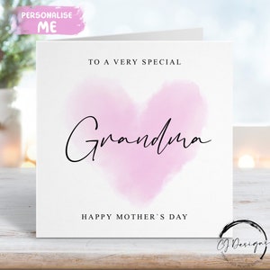 Carte de fête des mères grand-mère - coeur rose amour spécial maman TOUT TEXTE
