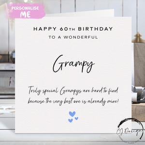 Tarjeta de cumpleaños personalizada para el abuelo, verdaderamente especial: corazones azules. CUALQUIER TEXTO/EDAD: 40, 50, 60, 65, 70, 75, 80, 85, 90, 100