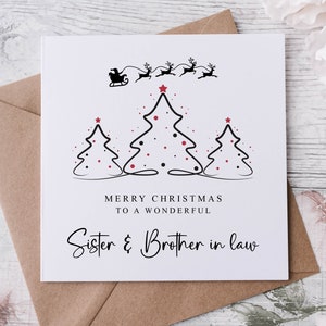 Christmas Card for Sister and Brother in law with Christmas Tree Design, Wonderful Sister and Brother in law Merry Christmas Greeting Card