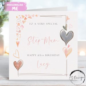 Carte d'anniversaire personnalisée belle-mère avec cadre en forme de coeur en or rose Tout âge/nom 21-25 30 35 40 45 50 60 65 70 75 80