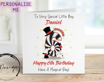 Personalised Special Little Bboy Birthday Card -Magic Themed Card with Age 1-9 -Name  Magician Greeting Card 3rd, 4th, 5th, 6th 7th 8th 9th