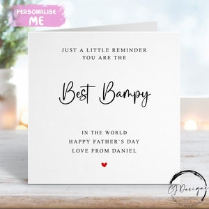 Cartão personalizado do Dia dos Pais Best Bampy, apenas um pequeno lembrete de que você é o melhor, QUALQUER TEXTO, cartão pequeno ou grande