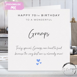 Tarjeta de cumpleaños personalizada para abuelo, verdaderamente especial: corazones azules. CUALQUIER TEXTO/EDAD: 40, 50, 60, 65, 70, 75, 80, 85, 90, 100