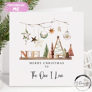 The One I Love Christmas Card - Biglietto di coppia con tema boho e rustico