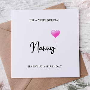 Carte d'anniversaire personnalisée pour nounou, membre de la famille spécial, joyeux anniversaire, carte d'âge pour ses 30, 40, 50, 60, 70, 80 ans, tout âge, moyen ou grand