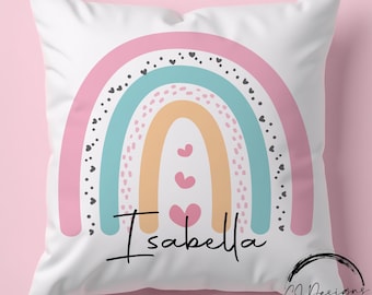 Personalized Rainbow Name Pillow, Boho Nursery Decor