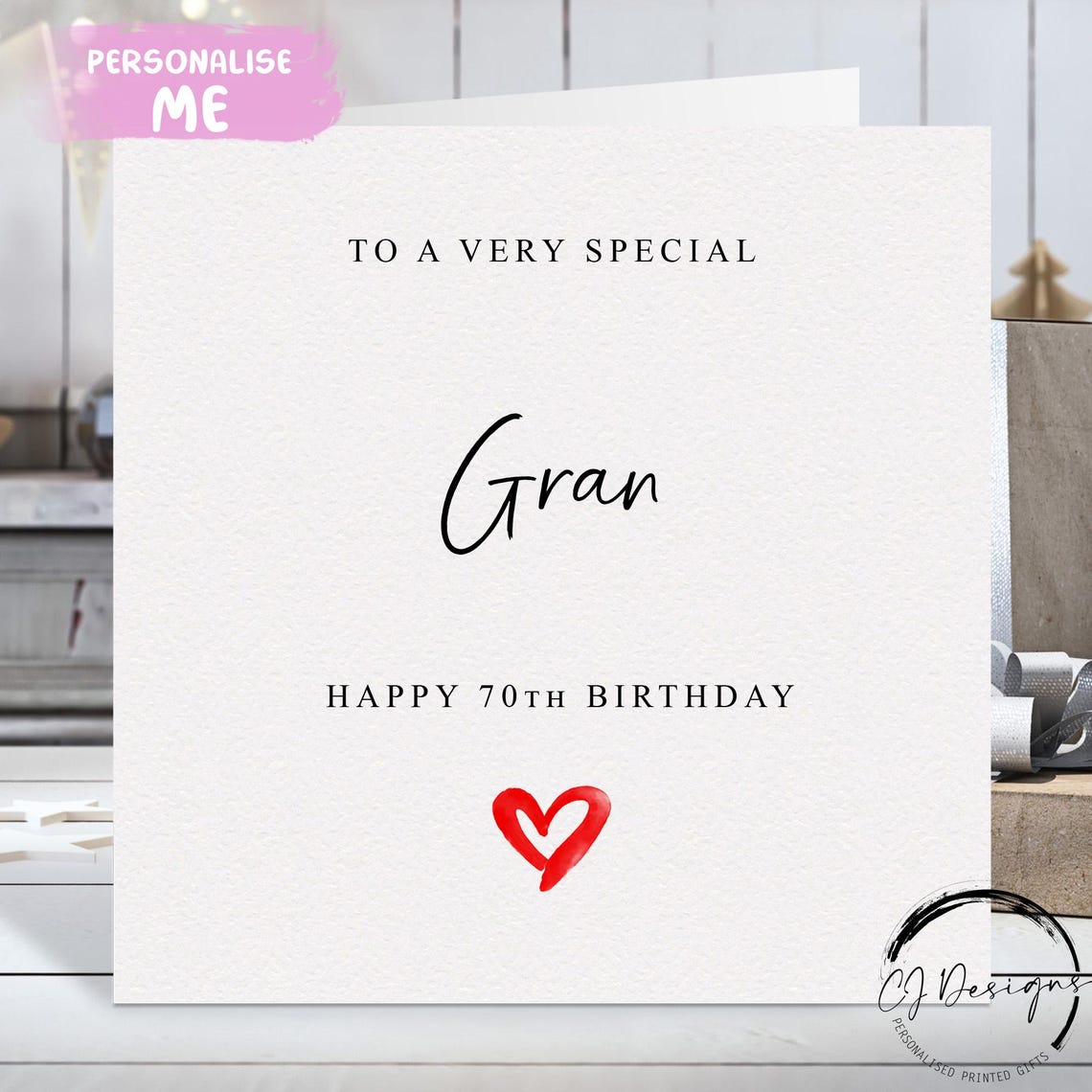 Personalised Pink Birthday Card For Mum Grandma Nana – Any Age 60th To 90th