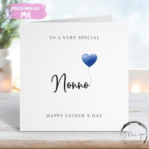 Nonno-vaderdagkaart, met blauwe hartballon ELKE BEWOORDING Kleine of grote kaart