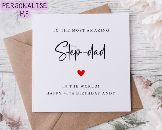 Gift For Bonus Dad Stepdad Stepfather Printable Birthday Card Digital Download Happy Birthday From Stepson Stepdaughter Father's Day Ideas - View #9