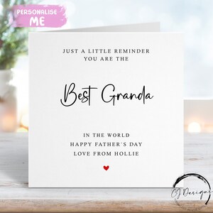 Cartão personalizado do Dia dos Pais do Melhor Avô, Apenas um pequeno lembrete de que você é o melhor, QUALQUER TEXTO, cartão pequeno ou grande