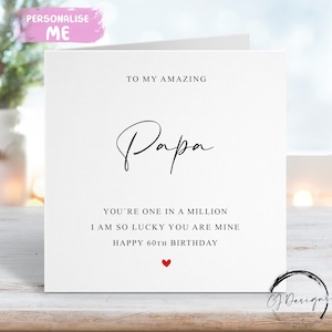 Biglietto di auguri di compleanno personalizzato per papà, sei uno su un milione - Cuore rosso QUALSIASI TESTO ETÀ 50° 60° 65° 70° 75° 80° 85° 90° 95° 100°