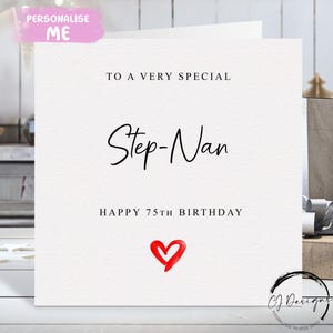 Carte d'anniversaire personnalisée belle-maman, coeur rouge TOUT TEXTE /ÂGE 40e 45e 50e 60e 65e 70e 75e 80e 85e 90e 95e 100e