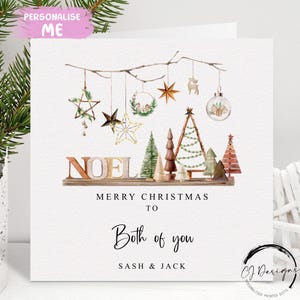 Biglietto di Natale personalizzato per entrambi - Boho, biglietto di coppia a tema rustico