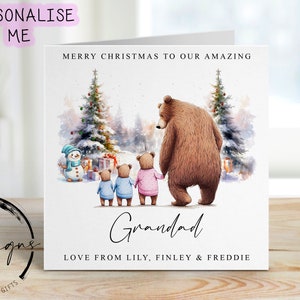 Gepersonaliseerde kerstkaart opa beer voor maximaal 4 kinderen - ELKE BEWOORDING voor hem middelgrote of grote kaart