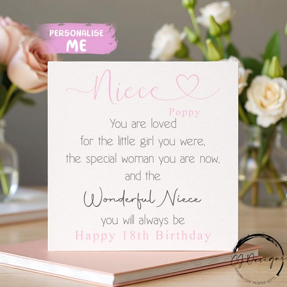 Personalised Niece Birthday Card Quote Coming of Age 21st 18th 16th 30th 40th 50th