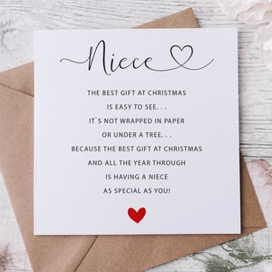 Weihnachtskarte für Nichte, Karte für Sie, frohe Weihnachten, Gedicht, personalisierte Grußkarte