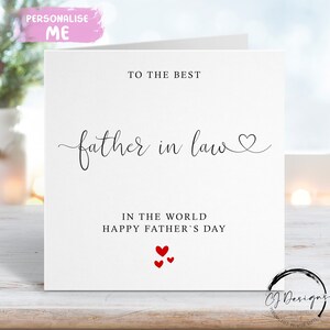 Carte de fête des pères pour beau-père, meilleure police de caractères et cœurs rouges du monde