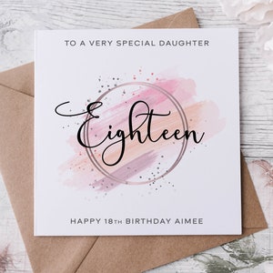 Carte d'anniversaire personnalisée pour 18 ans, toute relation familiale, joyeux anniversaire d'un ami, carte d'âge pour sa nièce, soeur, fille, thème rose