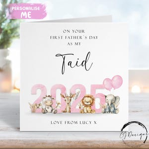 Primer Día del Padre Personalizado Como Mi Taid Tema Animal Rosa con Nombre CUALQUIER TEXTO Primer Día del Padre