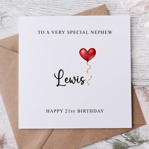 Biglietto di auguri di compleanno personalizzato per nipote, parente speciale, buon compleanno, biglietto di auguri per lui 16°, 21°, 30°, 40°, 50°, qualsiasi età e nome