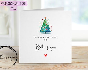 Christmas Card For Both of You with Christmas Tree & Red Heart