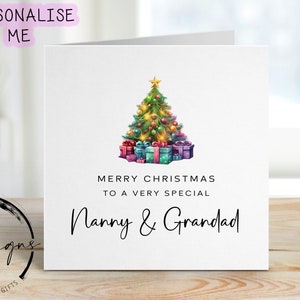 Christmas Card For Special Nanny & Grandad Christmas Tree with Colourful Gifts
