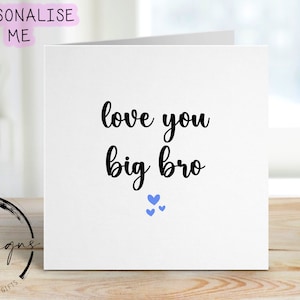 Tarjeta de cumpleaños de Gran Hermano con corazones azules: Te amo, Gran Hermano