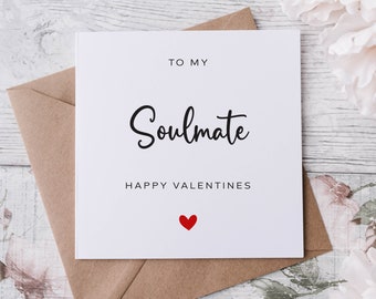 Soulmate Valentines Card  - Greeting Card for Her or Him - Valentine Gift- Minimal Design