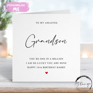 Carte d'anniversaire personnalisée de petit-fils, vous êtes un sur un million - Cœur rouge N'IMPORTE QUEL TEXTE/ÂGE 16e 18e 21e 30e 40e 50e 60e 65e 70e