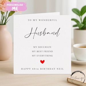 Personalised Husband Birthday Card – Soulmate, Friend Greeting (Custom Name/Age) image 1