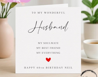 Personalised Husband Birthday Card – Soulmate, Friend Greeting (Custom Name/Age)