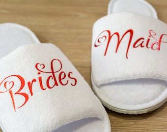 Bridesmaid Slippers Personalised Wedding Slippers Bride, Bridesmaid Gift, Bridal Party , Hen Weekend Open Toes Spa Slippers