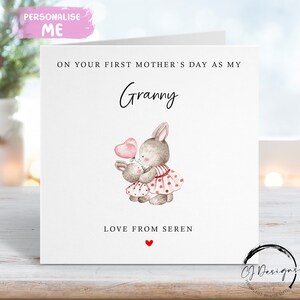 Cartão personalizado para o dia das mães da vovó, primeiro dia das mães, como cartão da minha avó, coelhinho, primeiro