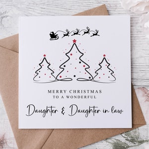 Weihnachtskarte für Schwiegertochter & Schwiegertochter mit Weihnachtsbaum Design, wunderbare Tochter und Schwiegertochter Weihnachtsgrußkarte