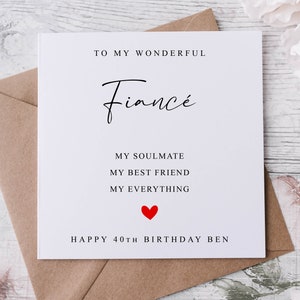 Carte d'anniversaire personnalisée fiancé/fiancé - carte de voeux personnalisée avec nom/âge pour elle ou lui 30e 40e 50e 18e 21e 60e 70e