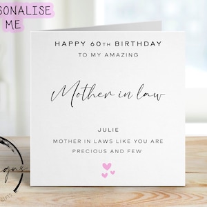 Biglietto di auguri personalizzato per il compleanno della suocera - Citazione Precious & Few con qualsiasi età/nome, biglietto di auguri per il 40°, 50°, 60°, 70°, 80°, 90° e 100° compleanno