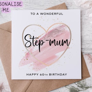 Carte d'anniversaire personnalisée de belle-mère avec le thème rose Carte d'âge design coeur pour elle 30e, 40e, 50e, 60e, 70e, 80e, tout âge