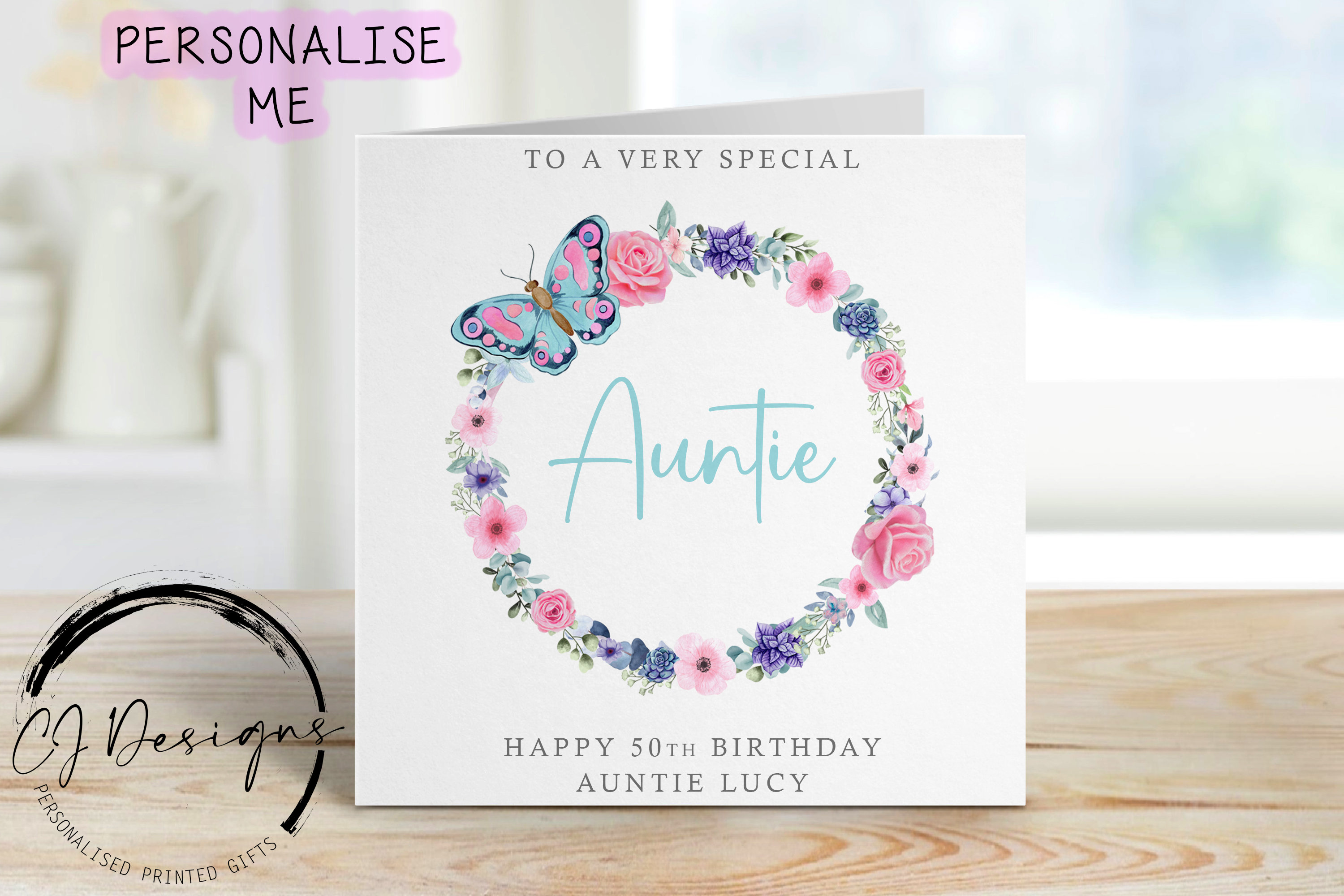 Geburtstagskarte Zum 75. Für Tante – Süßes Design Mit Blumen & Schmetterlingen, 15x15 Cm, Innen Leer