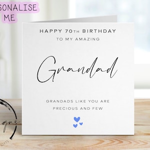 Biglietto di auguri personalizzato per il compleanno del nonno - Citazione preziosa e rara con qualsiasi età, biglietto di auguri per 40°, 50°, 60°, 70°, 80°, 90°, 100°