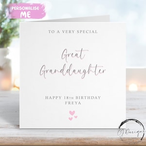 Personalisierte Urenkelin Geburtstagskarte – Grau & Rosa Thema Jedes Alter 18.19.20.21.30.40.50.60
