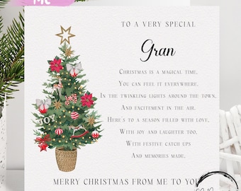 Gran Poem Christmas Card - Christmas Tree Verse Card- From Me or Us