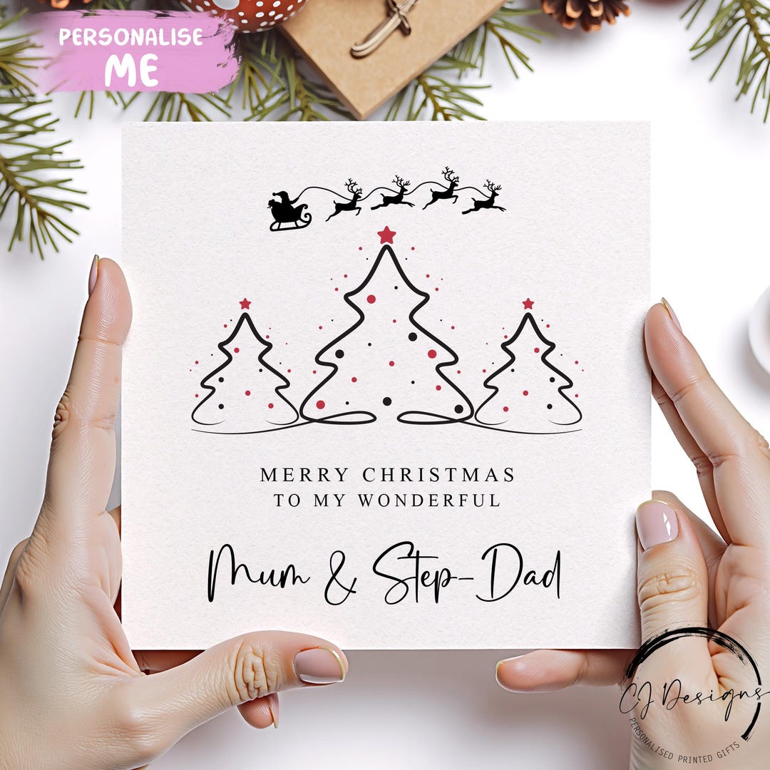 Christmas Card for Mum and Step-dad With Christmas Tree Design, Wonderful  Mum and Step-dad Merry Christmas Greeting Card