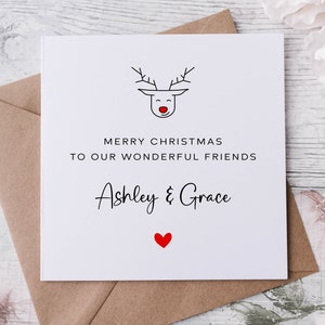 Biglietto di auguri di Natale personalizzato per amici, coppia, entrambi, con renne e nomi, biglietto di auguri personalizzato di Buon Natale